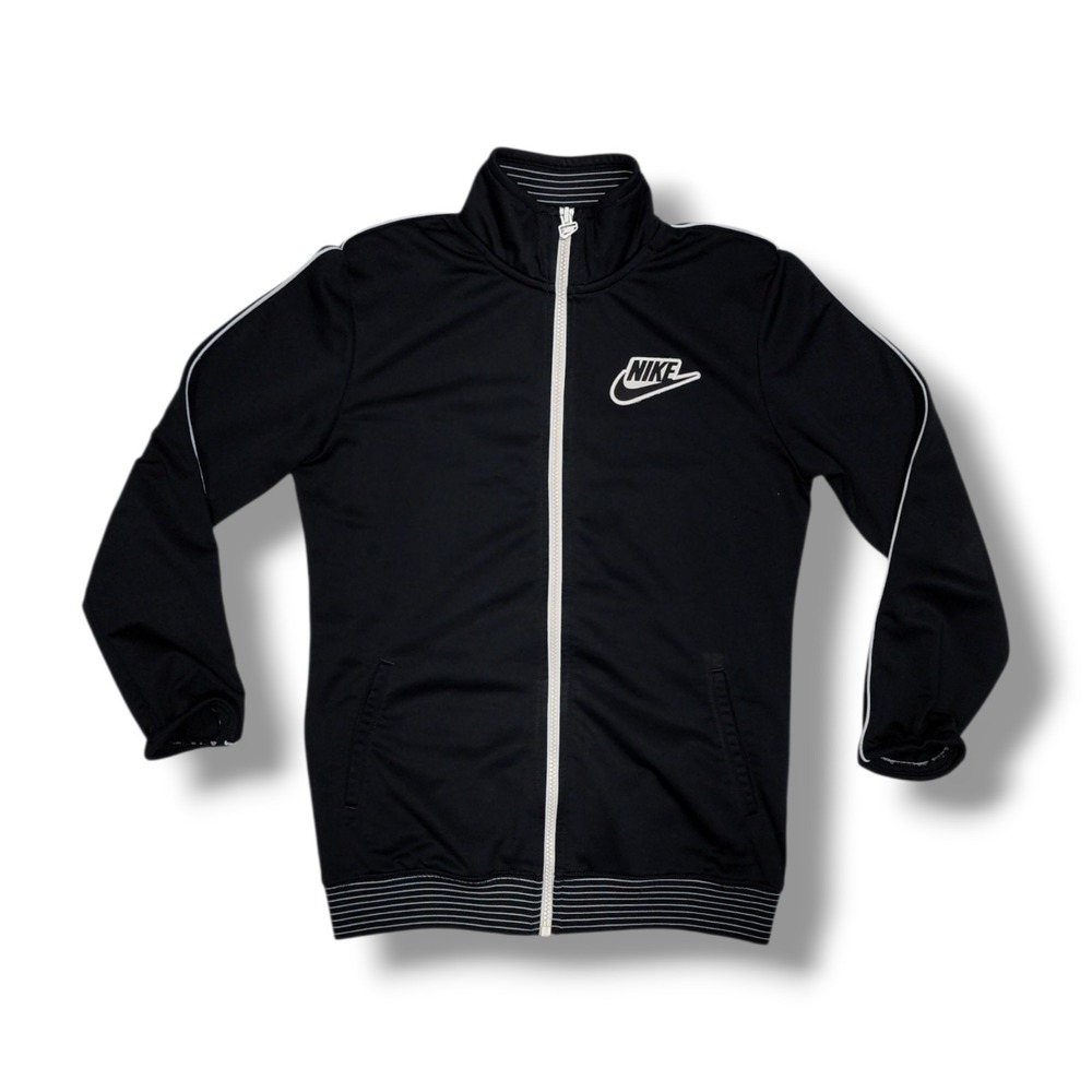 Vintage‎ Nike Zip Up Collared Warm Up Track Jacket Black Size Youth Small